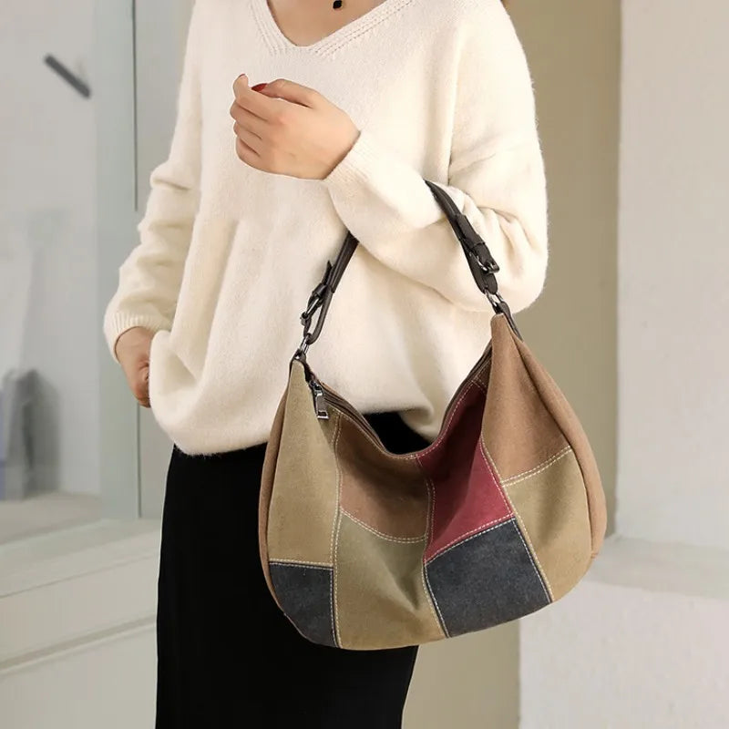 Women's Canvas Wear-Resistant Shopping Leisure Large Capacity Shoulder Tote handbag