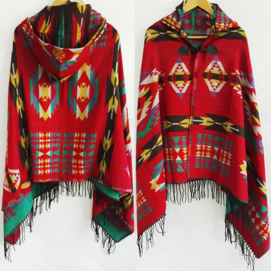 Ethnic Multifunction Bohemian Shawl Scarf Tribal Fringe Hoodies Jacket striped Cardigans blankets Cape shawl tassels Poncho Coat