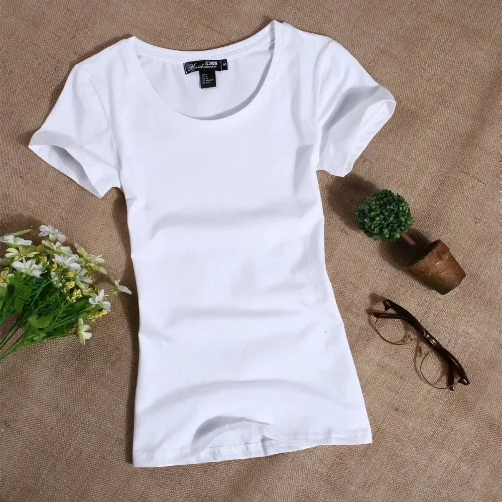 MRMT 2024 Women's T Shirt Women Short Sleeved Slim Solid Color Simple Pure Tee Womens T-Shirt For Female Women T shirts