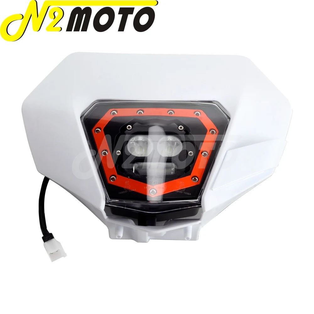 Dirt Bike Headlight For Honda Suzuki Yamaha DR KLX KX XT YZ KTM EXC XC SX XCW 65 85 125 350 400 530 250 Enduro E8 Emark Headlamp