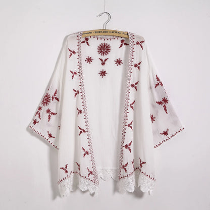 Women Embroidery Kimono Cardigan 2023 Boho Fashion Summer Shawl Shirt Blouse Sunscreen Lace Loose Tops Outwear Blusas Feminina