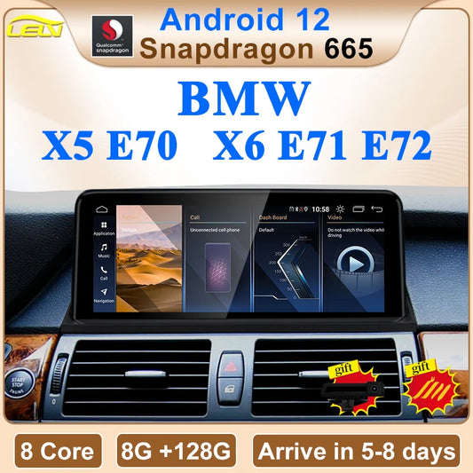 NEW ID8 Qualcomm Snapdragon665 8G 128G Car Video Player Central Multimedia For BMW X5 X6 E70 E71 E72 Android Carplay Intelligent