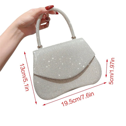 Women Luminous Handbag Elegant Handheld Evening Purse Banquet Clutch for Club Wedding Prom Party Chain Shoulder Crossbody Bag