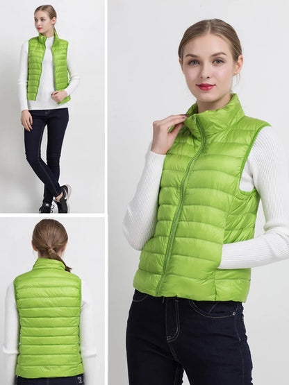 Women Vests 2023 New Autumn Winter Ultra Light Duck Down Vest Female Slim Sleeveless Jacket Windproof Warm Puffer Waistcoat 4XL