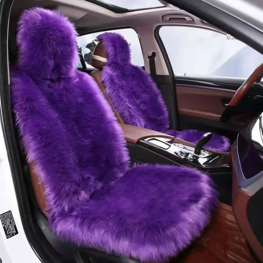 1PC Fuzzy Faux Sheepskin Wool Fur Car Seat Cover Soft Plush Synthetic  Purple Auto  Cushion for SUV Trucks Universal Fit