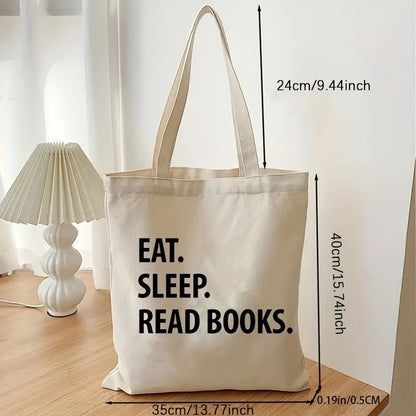 Eat Sleep Read Books Pattern Luggage Bag, Fashion Eco Friendly Woman's Tote Bag, Funny Canvas Shopping Travel Bag, Beach Bolso