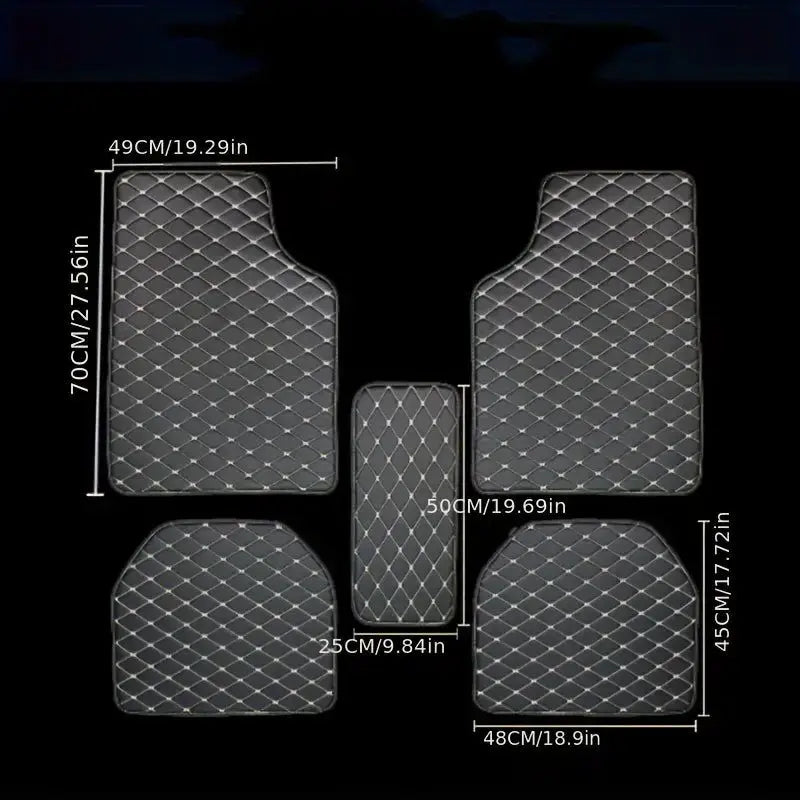 5PCS/Set Leather Car Floor Mats Universal PVC Waterproof Car Carpet Cushion