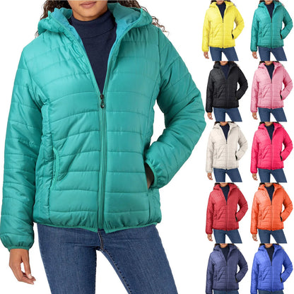 Lightweight Padded Autumn Winter Jackets Women's Jackets Hooded Ultralight Quilted puffer Solid Coat for Warm Duck Down Coat