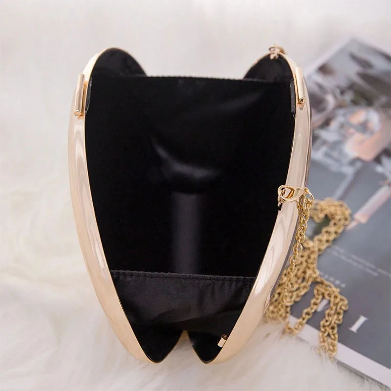 YYW Women's Unique Plating Acrylic Evening Handbags Metal Reflective Lady Shoulder Chain Purse Wedding Party Prom Messenger Bags