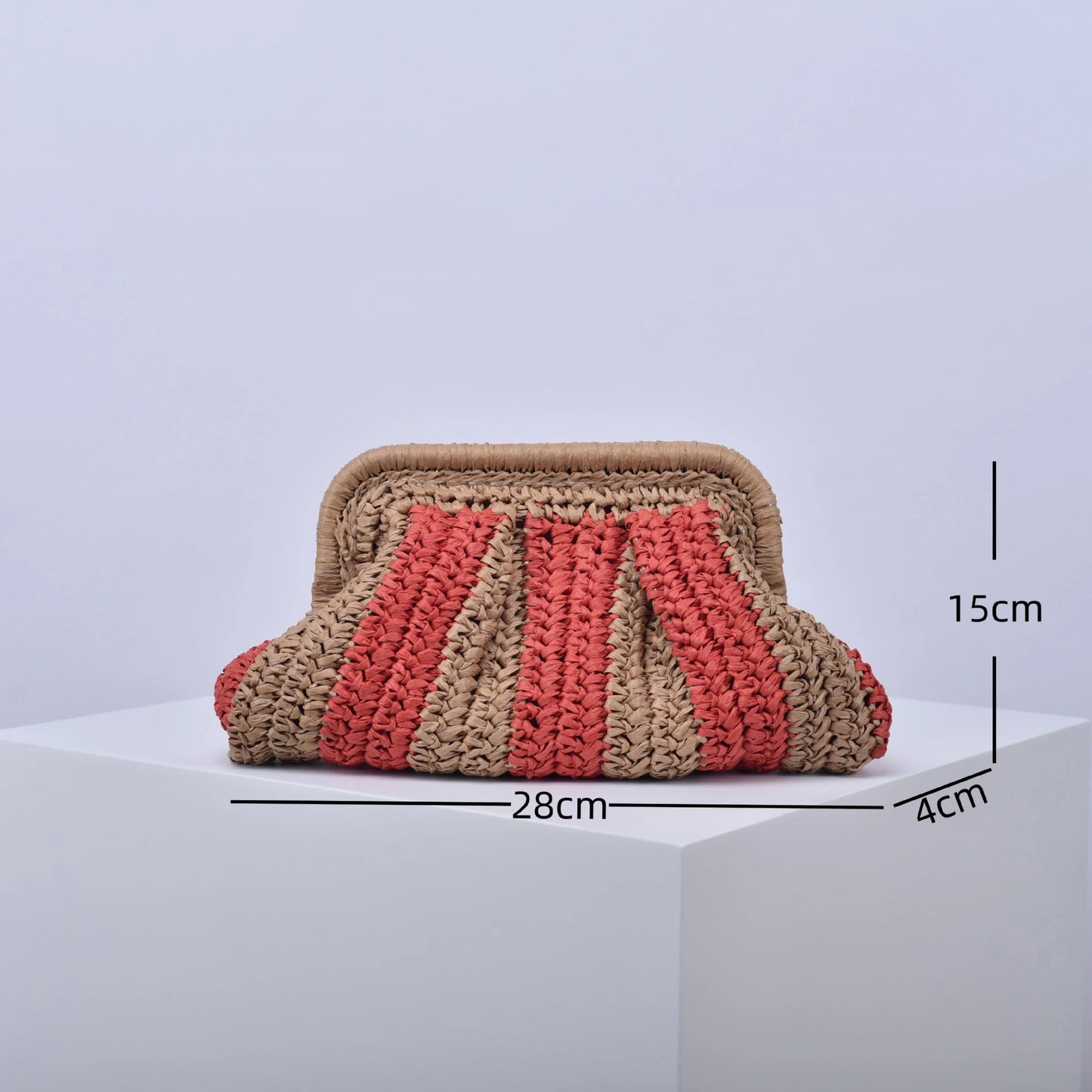 Fashion Striped Straw Clutch Bag Casaul Shell Paper Woven Women Shoulder Crossbody Bags Handmade Summer Beach Bag 2024Bali Purse