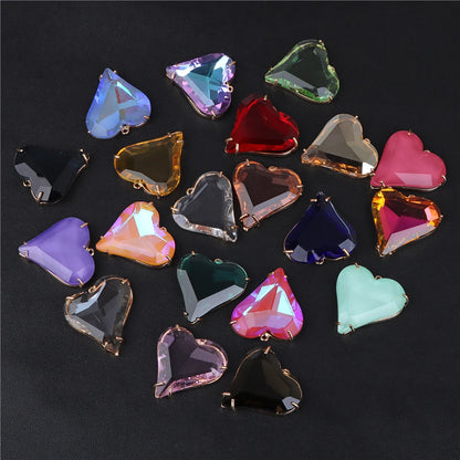 Wholesale Big Heart Shape Pendant Czech Crystal Heart Charms Faceted Glass Stones Pendant for Love Jewelry Making Necklaces DIY