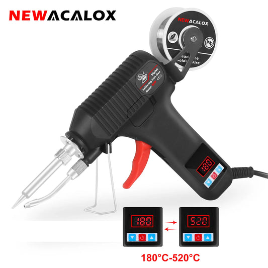 NEWACALOX EU 80W Digital Display Soldering Iron Gun 180-520°C Adjustable Temperature Automatic Send Tin Gun Repair DIY Tool