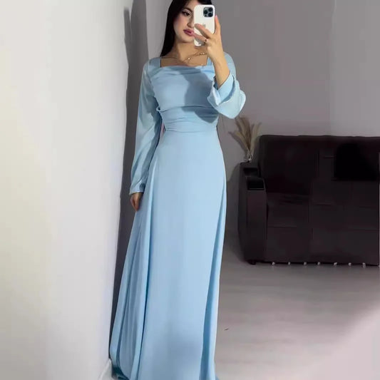 Long Sleeve Satin Diamond-encrusted Abaya Dubai Solid Muslim Dress Women Arabic Femme Elegance Abayas Turkey Islamic Clothing
#SummerFashion #Dress