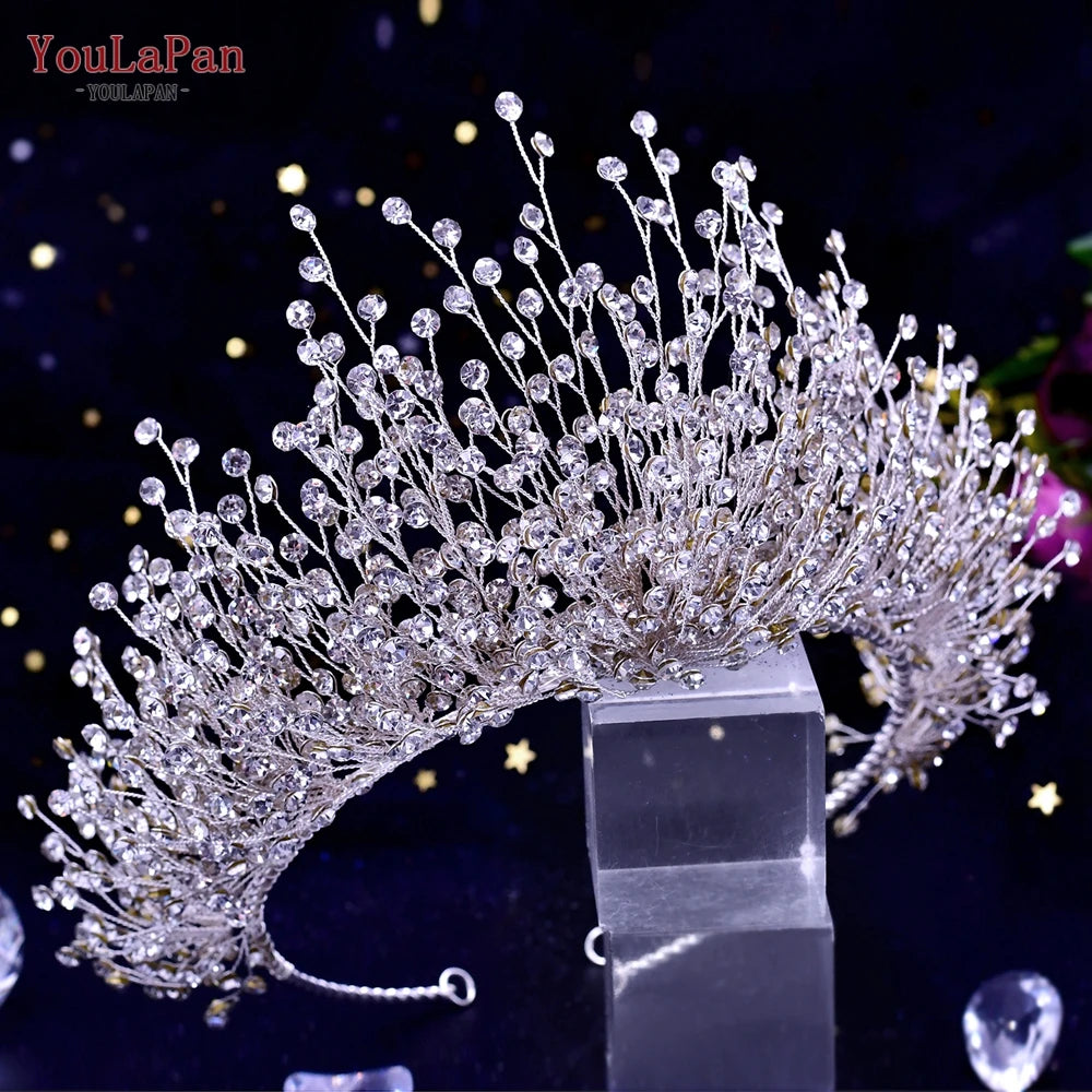 TOPQUEEN Wedding Crown Bride Diadem Hair Accessories Wedding Headwear Bridal Tiaras Pageant Headband Princess Hair Jewel HP193P