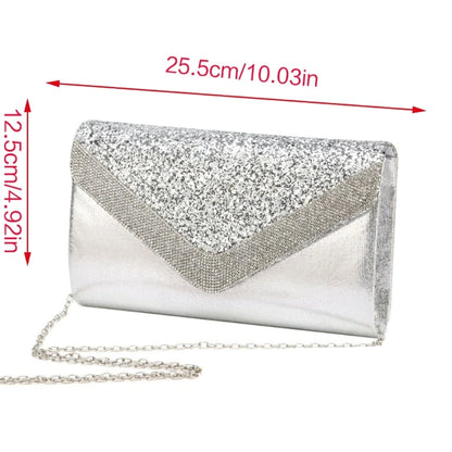 GD5F Stylish Women Evening Clutch Bag Handbag Shoulder Crossbody Bags Wedding Prom Party Purse with Detachable Chain