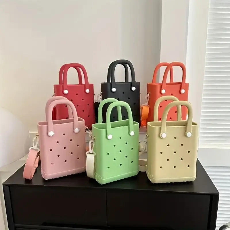 New Mini Rubber Summer Beach Bag Eva Hole Travel Tote Bag Crossbody Bags Fashion Storage Handbag Woman Waterproof Outdoor Sport