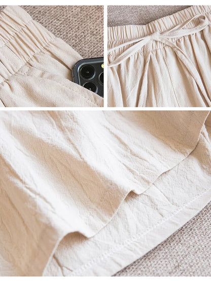 2023 Women Cotton shorts Summer Casual Solid Two Pockets shorts high waist loose shorts for girls Soft Cool female shorts