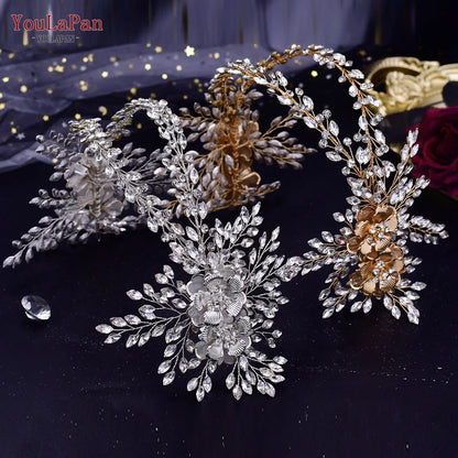 YouLaPan HP240 Luxury Bridal Crown Wedding Hair Accessories Bridal Tiara and Headdress Rhinestone Headband for Women Headpiece