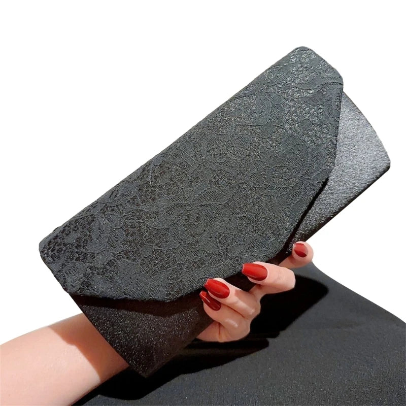 Envelope Evening Clutch Bag Fashionable Women Chain Shoulder Bags for Bridal Party Wedding Cocktail Prom Stylish Lace