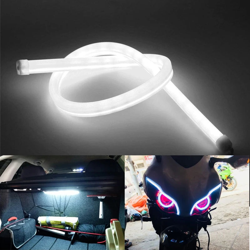 1 PCS Car DRL Styling Headlight LED Strip Light Flexible Daytime Running Fog Lamps 30cm 45cm 60cm 12V Waterproof White Red