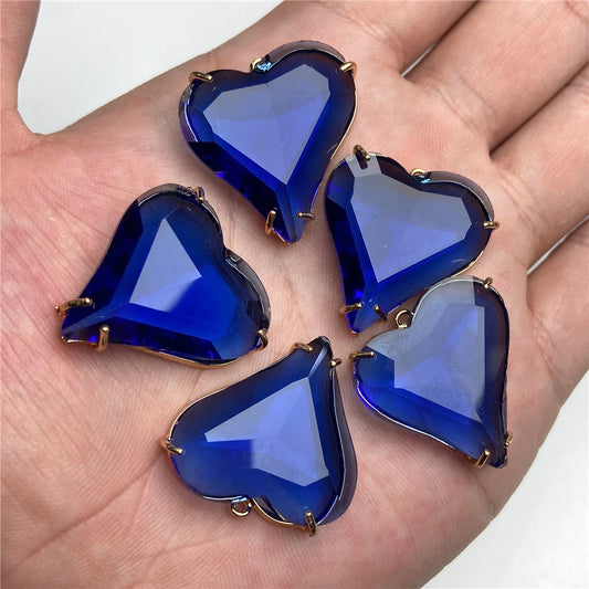 Wholesale Big Heart Shape Pendant Czech Crystal Heart Charms Faceted Glass Stones Pendant for Love Jewelry Making Necklaces DIY