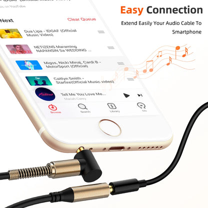 High Quality 3.5mm Jack AUX Audio Male to Female Extension Cable 90 Degree Right Angle Auxiliary Speaker Cable for PC Headphone