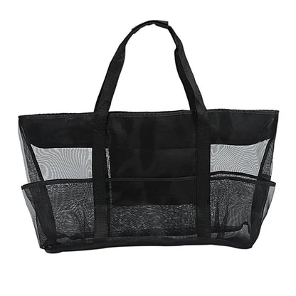 8 Pockets Summer Large Beach Bag For Towels Mesh Durable Beach Bag For Toys Waterproof Underwear Pocket Beach Tote Bag