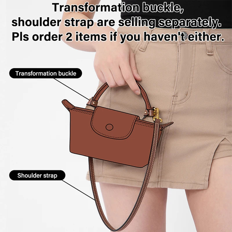 2024 New Transformation Accessories For Longchamp Mini Bag Straps Punch-free Genuine Leather Shoulder Strap Crossbody Bags