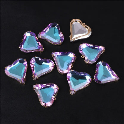 Wholesale Big Heart Shape Pendant Czech Crystal Heart Charms Faceted Glass Stones Pendant for Love Jewelry Making Necklaces DIY