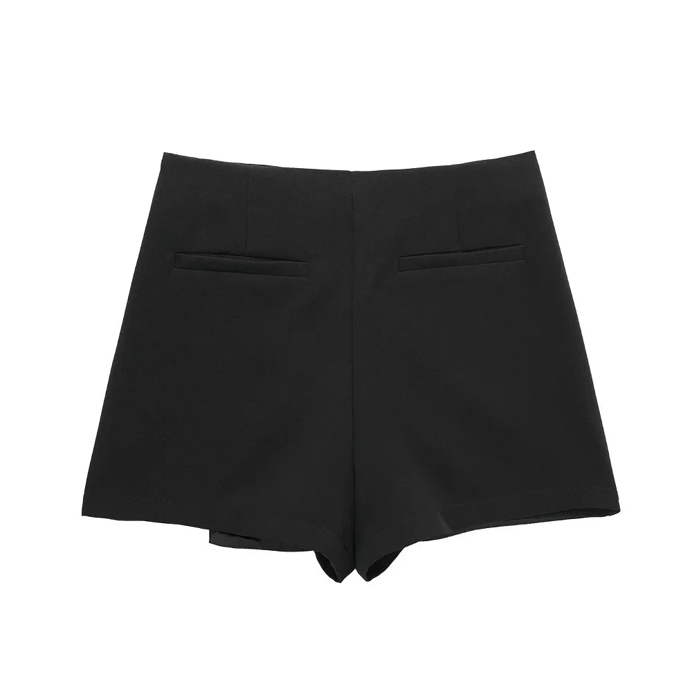 TRAF Woman High waist Shorts Skirts Asymmetric Shorts Skirts Black Pink Mini Skirt Shorts Woman Shorts Autumn Fashion shorts