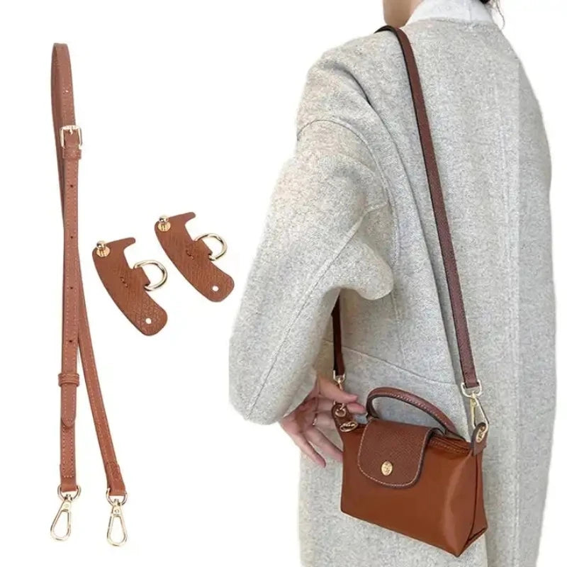 Leather Purse Straps Replacement Crossbody Adjustable Shoulder Strap For Mini Longchamp Handbag Conversion Kit Black Brown