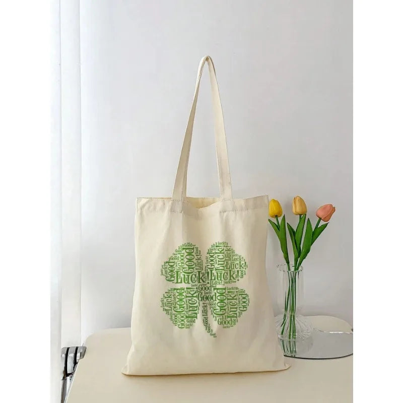 Business Casual Plants Print Shoulder Bag Resuable Eco Flower Floral Canvas Shopping Bags Women Large-capacity Outdoor Handbag