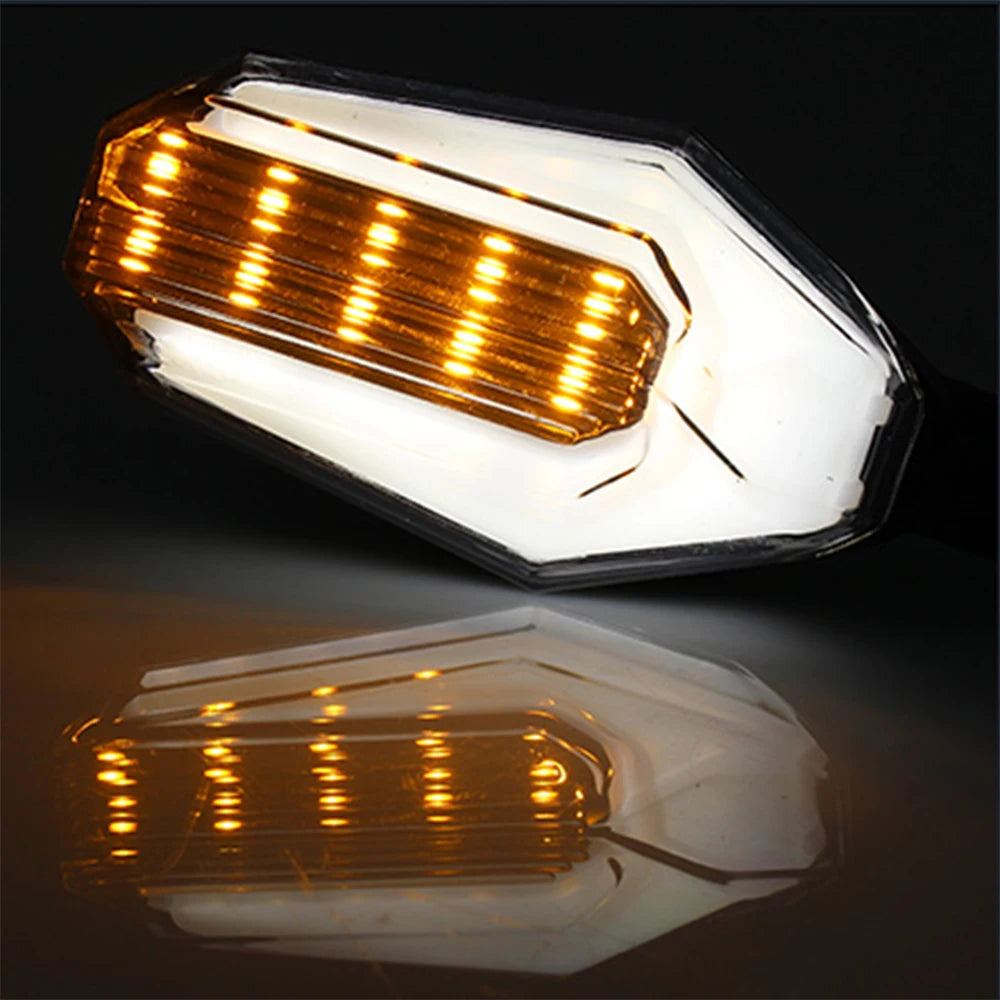 Motoled 2 Pcs Universal LED Motorcycle Turn Signals Lights Bulbs Flasher IPX6 Blinker Amber Signals Daytime Moto Indicator Lamp