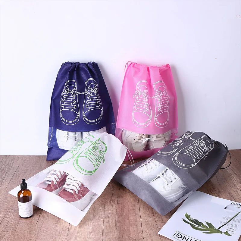 Non-woven Shoes Bag Waterproof Dustproof Travel Bag Portable Tote Drawstring Bag For Shoes Storage Shoes Organizer 2024