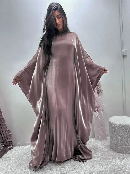 Ramadan Eid Satin Batwing Butterfly Abaya Dubai Luxury 2024 Muslim Maxi Kaftan Dress Abayas For Women Kebaya Robe Femme Vestidos