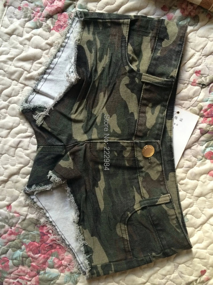 new fashion summer brand ladies girls Low waist sexy disco dance camouflage patterns Fatigues woman stretch tight shorts