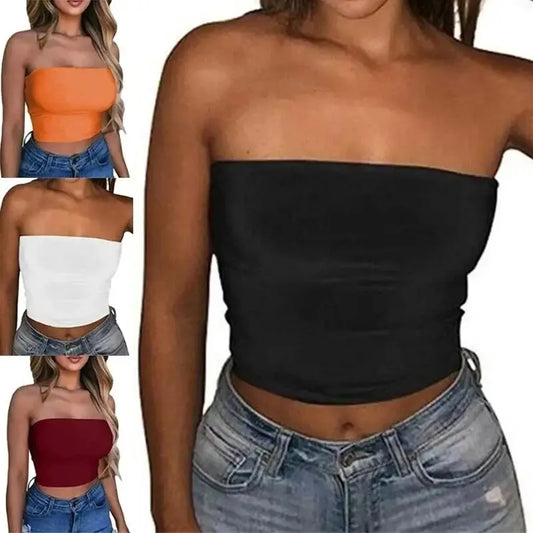 Top Women Bra Selling Solid Color Tube Tops in Europe and America New Yoga Sports Women Wrapped Vest Women Tube Top Cropped