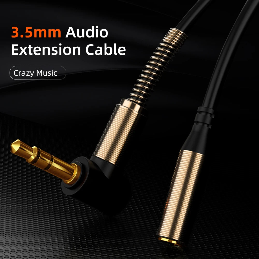 High Quality 3.5mm Jack AUX Audio Male to Female Extension Cable 90 Degree Right Angle Auxiliary Speaker Cable for PC Headphone