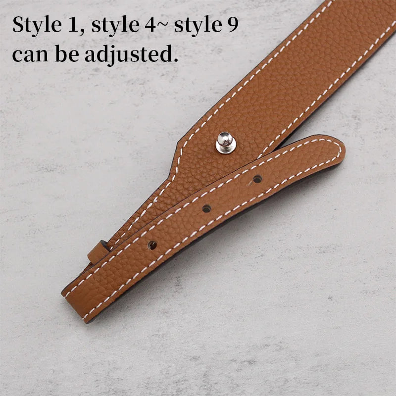 TINBERON Bag Strap For Crossbody Luxury Designer Brown Shoulder Strap Lychee Pattern Real Leather Bag Straps Handbag Accessories