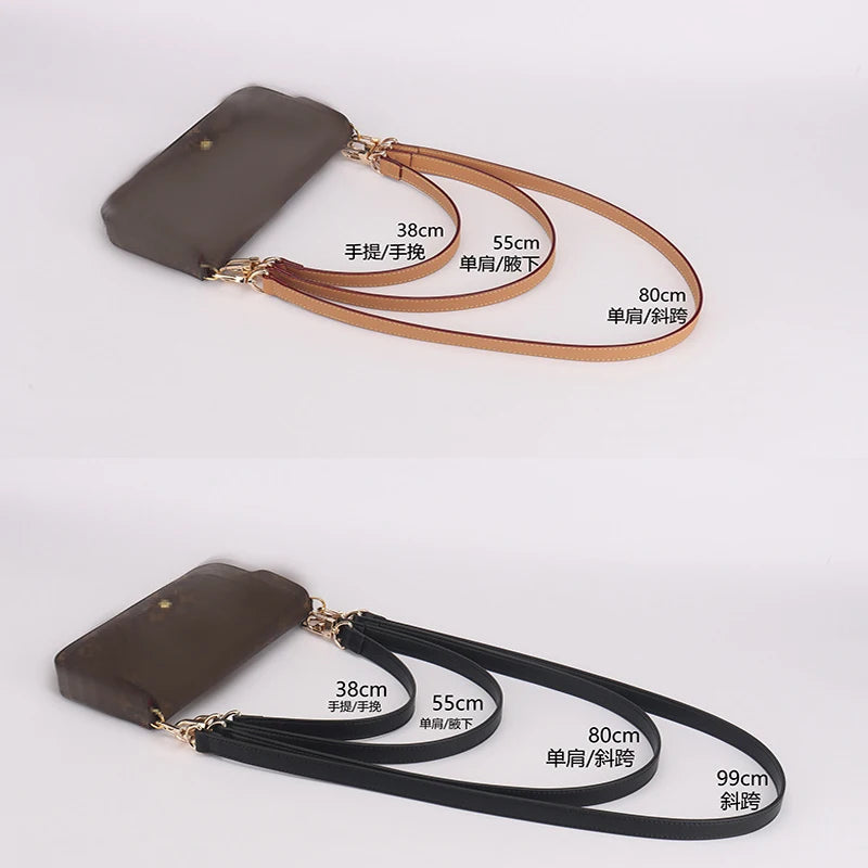 55-99CM Genuine Leather Bag Strap With Silver Gold Black Hardware Shoulder Strap Handbag Strap Bag Belt Handbag Accessories