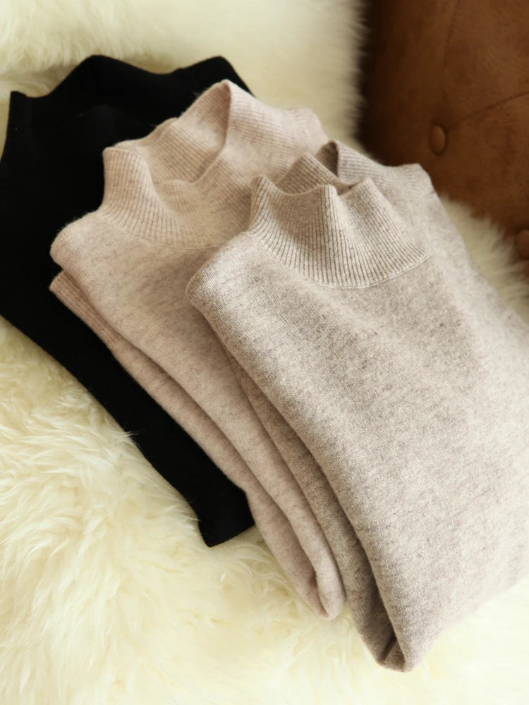 Autumn Winter chic Bottom Sweaters Women Fashion Turtleneck Pullover Slim Long Sleeve Knitted Jumpers Soft Warm Pull Femme Top