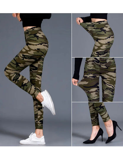 CUHAKCI New Brands Women Leggings High Elastic Skinny Camouflage Legging Spring Autumn Leggins Slimming Women Leisure Pant