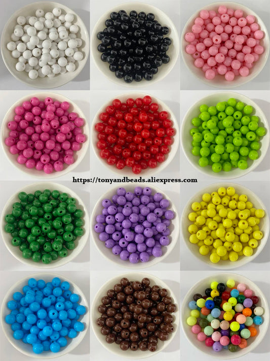 Opaque Mixed Acrylic Plastic Smooth Round Ball Spacer Beads 5.5mm 7.5mm 9.5mm Pick Size For Jewelry Making DIY