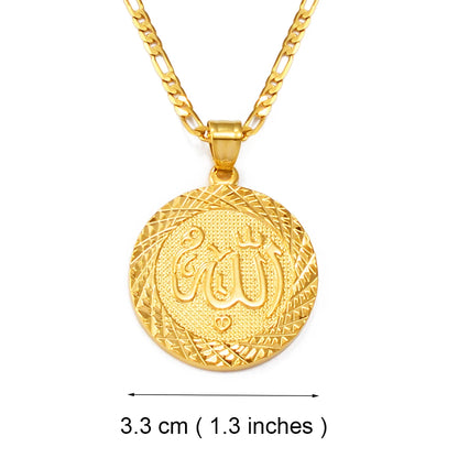 Anniyo Allah Pendant Necklaces Chain for Women Men Middle East Arab Jewelry Gold Plated Muslim Islamic #053406