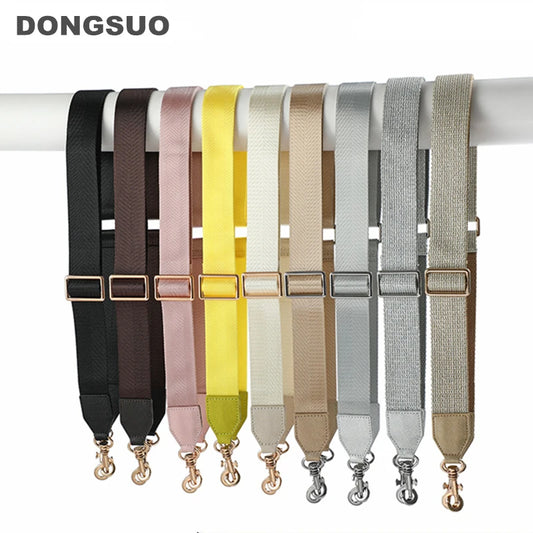 Colorful canvas crossbody bag strap with cowskin leather designer shoulder bag strap gold silver replacement accessories