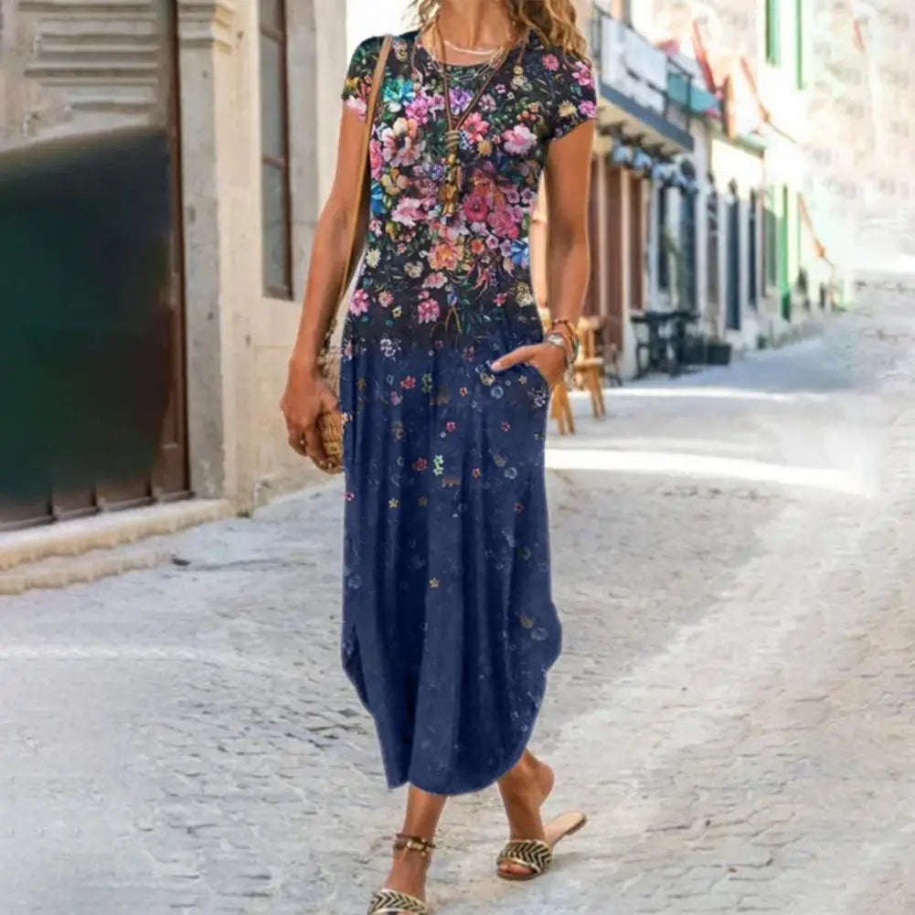 fashion summer dresses 2024 Vintage Sundress Loose Female Ladies Floral Print Dresses Party dresses