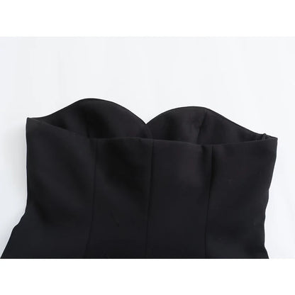 TRAF Satin Bustier Top Woman Corset Crop Top Women Sexy Backless Tube Tops for Women Off Shoulder Button Tank Tops Female