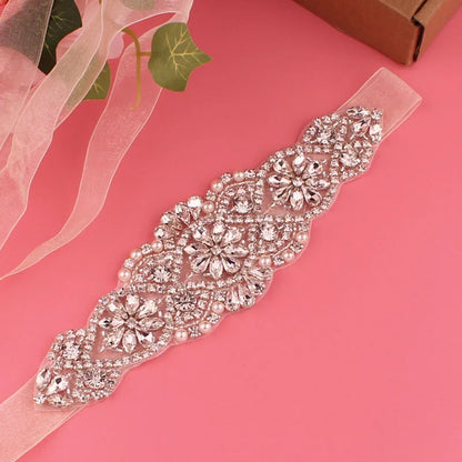 Wedding belt, silver crystal rhinestone, elegant, luxurious, beaded, handmade, bridesmaid