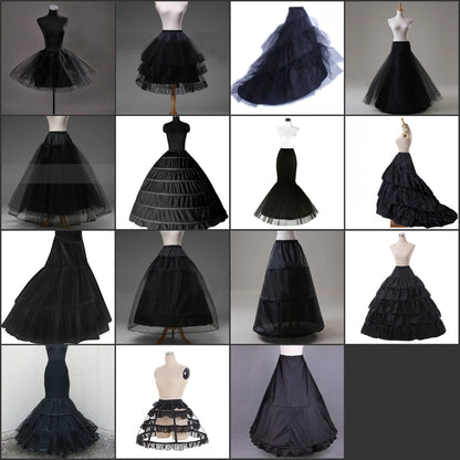 Black Hoop Long Petticoat Crinoline Ball Gown Skirt Underskirt Wedding Accessories Jupon Marriage New