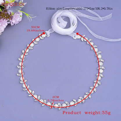 TOPQUEEN Rhinestone Belts for Bridal Dresses Silver Alloy Belt for Girls Cheap Diamond Wedding Belt Fancy Belt for Women S440